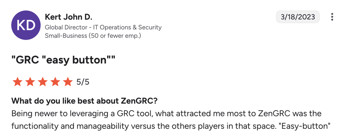 G2 review screenshot from John D.