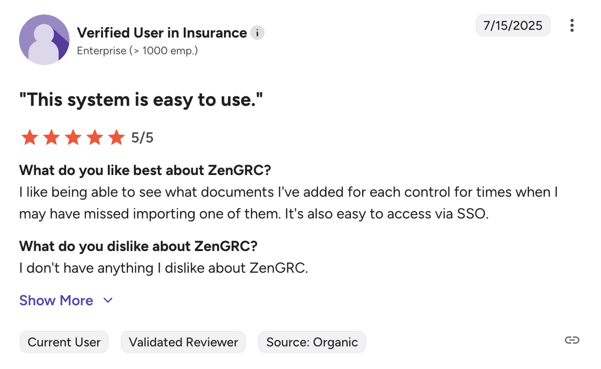 Verified insurance review screenshot